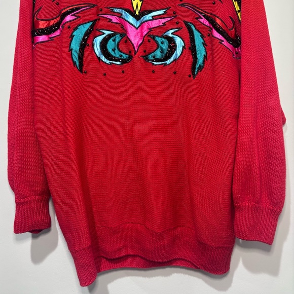 Vintage Red Sweater with Beading detail - Picture 2 of 5